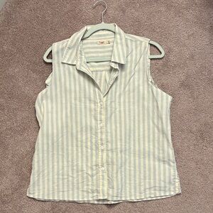 Faherty Linen Sleeveless Striped Button-Down Shirt